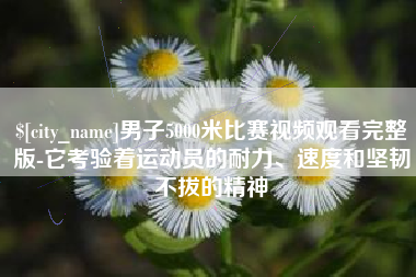 沙河男子5000米比赛视频观看完整版-它考验着运动员的耐力、速度和坚韧不拔的精神